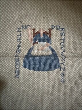 Cross stitched Granny with alphabet